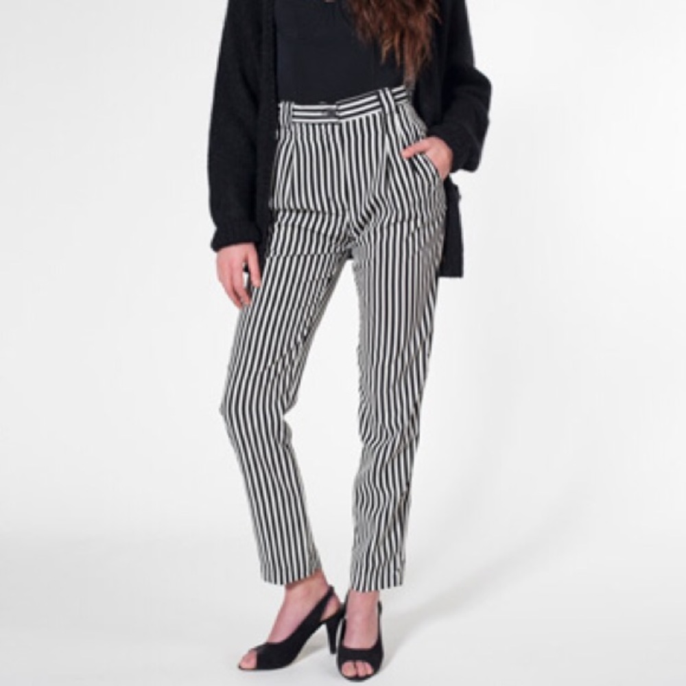 American Apparel Striped High Waist Trouser